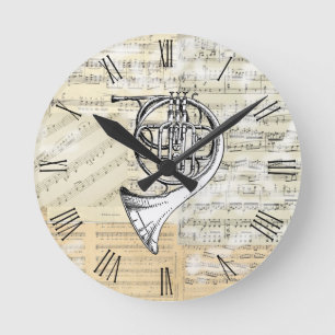 Ronde Horloge vintage de musique de cor de harmonie