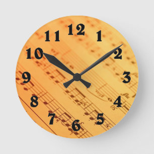 Ronde Horloge vintage de papier de note de musique