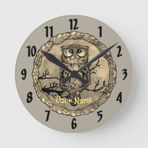 Ronde Horloge Yeux de Hibou