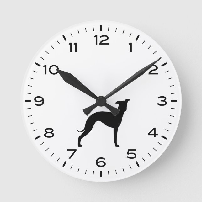 Ronde Italien Greyhound Chien race Silhouette Horloge ro (Recto)