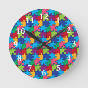 Ronde Jigsaw Puzzle Pièces Mur Horloge