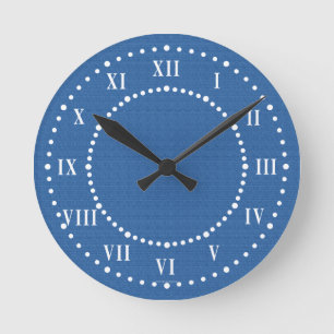 Ronde Linge bleu foncé Look Numéros romains Horloge mura