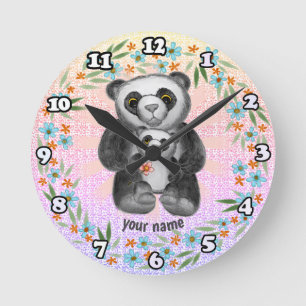 Ronde Maman Panda ours Amour horloge
