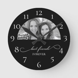 Ronde Meilleur amis Black and White Wall Horloge