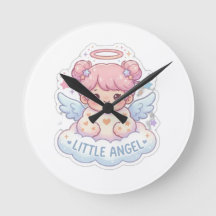 Mignon Kawaii Petit Ange Chibi Fille Horloge Mural