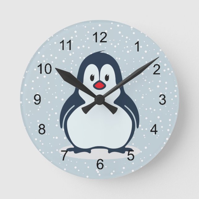 Ronde Minuscule Penguin Design Horloge (Recto)