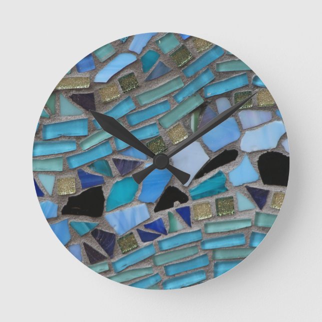 Ronde mosaïque couleur verre pierre horloge art (Recto)