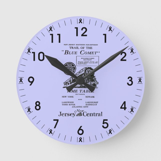 Ronde New Jersey Central Blue Comet Train Wall Horloge (Recto)