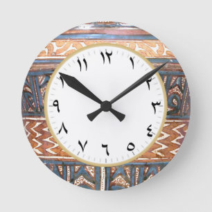 Ronde Numéro arabe horloge en bleu et or