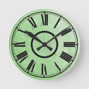 Ronde Pale Green Horloge Patiné effet Roman Numéros