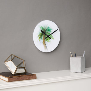 Ronde Palm Tree Numéro de chambre Horloge