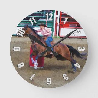 Ronde Rodéo Cowgirl Barrel-Racing Occidentale Horloge À