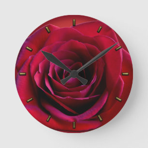 Ronde Rose Horloge Rose rouge Fleur Mur Horloge Rose