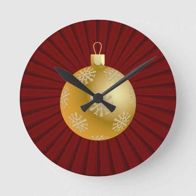 Ronde Rouge Starburst Stripes Ornement Mur Horloge (Recto)