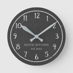 Ronde Russe Faux Chalkboard Black Wall Horloge