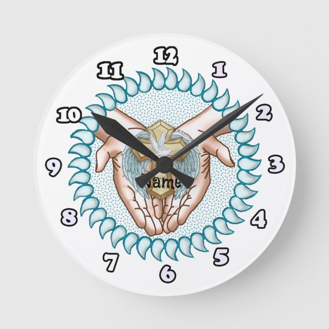 Ronde Saint-Esprit Mains Horloge chrétienne (Recto)