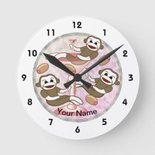Ronde Singes en chaussette Pink Martini Horloge