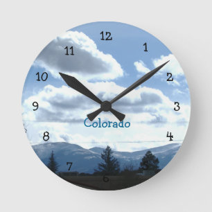 Ronde Sunny Colorado Mountain View Acrylique Mur Horloge