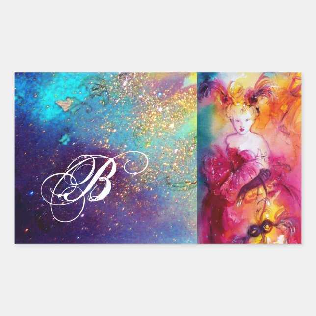 RONDO IN LAGOON /Monogram Venetian Masquerade Ball Sticker (Front)