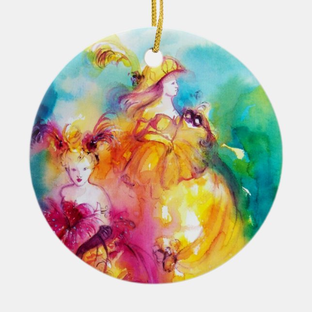 RONDO IN LAGOON / Venetian Masquerade Ball Ceramic Ornament (Front)