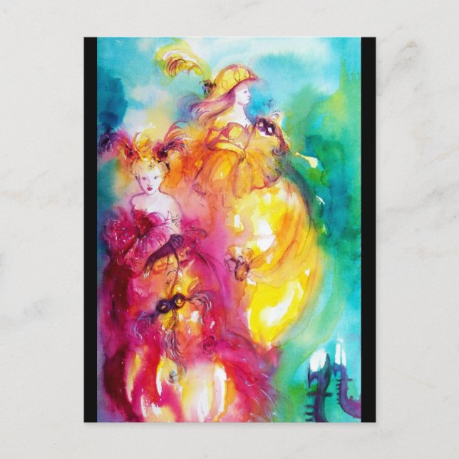 RONDO IN LAGOON / Venetian Masquerade Ball Invitation Postcard (Front)