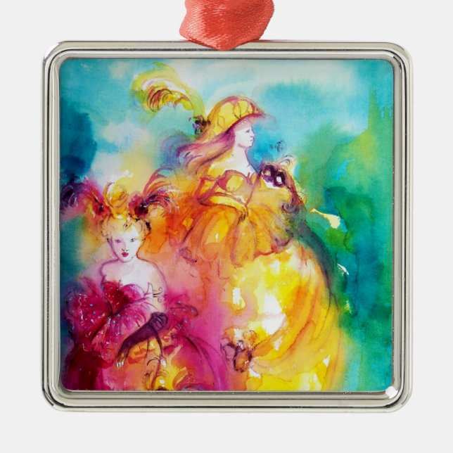 RONDO IN LAGOON / Venetian Masquerade Ball Metal Ornament (Front)