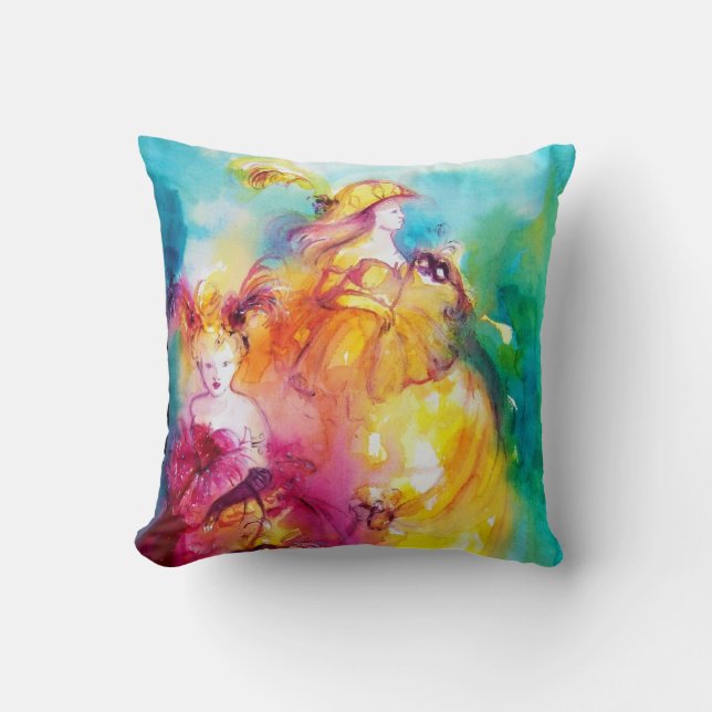 RONDO IN LAGOON / Venetian Masquerade Ball Throw Pillow (Front)