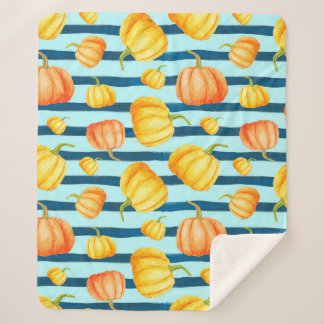 Rong round Orange Pumpkin. Seamless Watercolor pat Sherpa Blanket