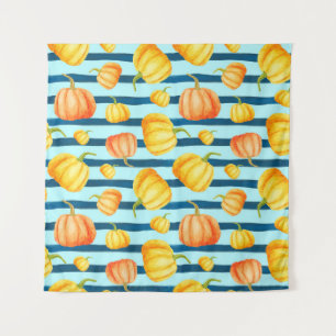 Rong round Orange Pumpkin. Seamless Watercolor pat Tapestry