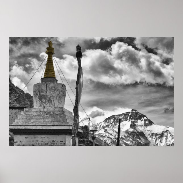 Rongbuk Monastery and Mount Everest Poster (Front)