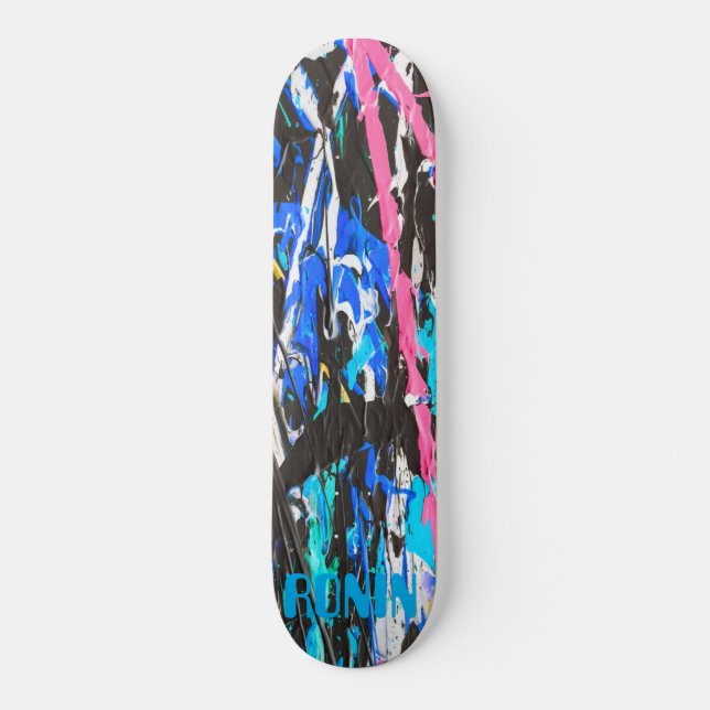 RONIN BRAND Smash Blue Black Skateboard Deck (Front)