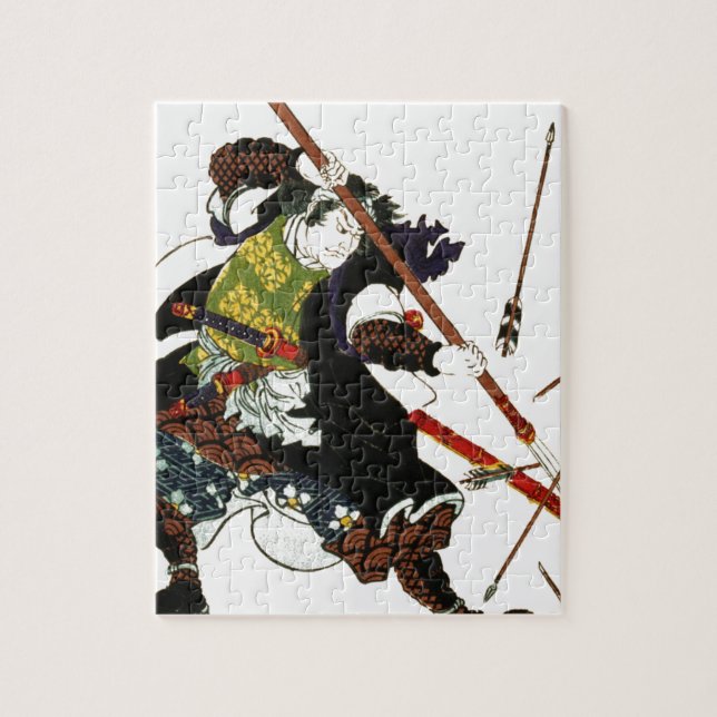 Ronin Samurai Deflecting Arrows Japanese Japan Art Jigsaw Puzzle (Vertical)