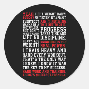Ronnie Fitness Quotes Gym Workout Bodybuilding Mot Classic Round Sticker
