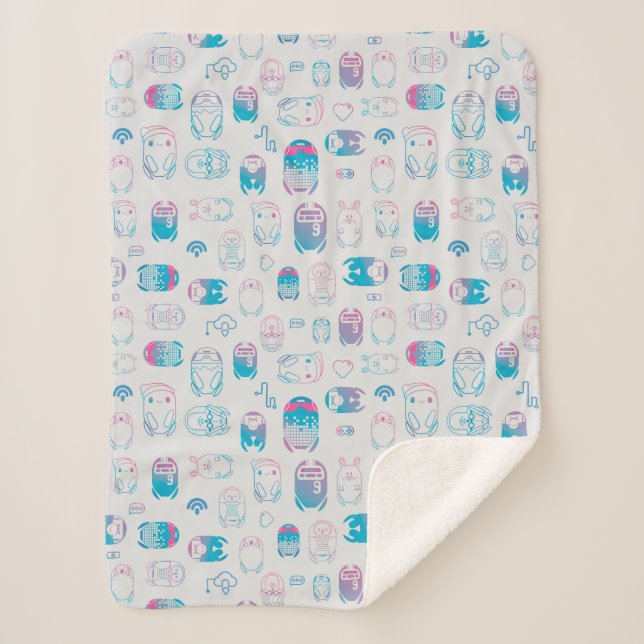 Rons Gone Wrong | Be My Bot Pattern Sherpa Blanket (Front)