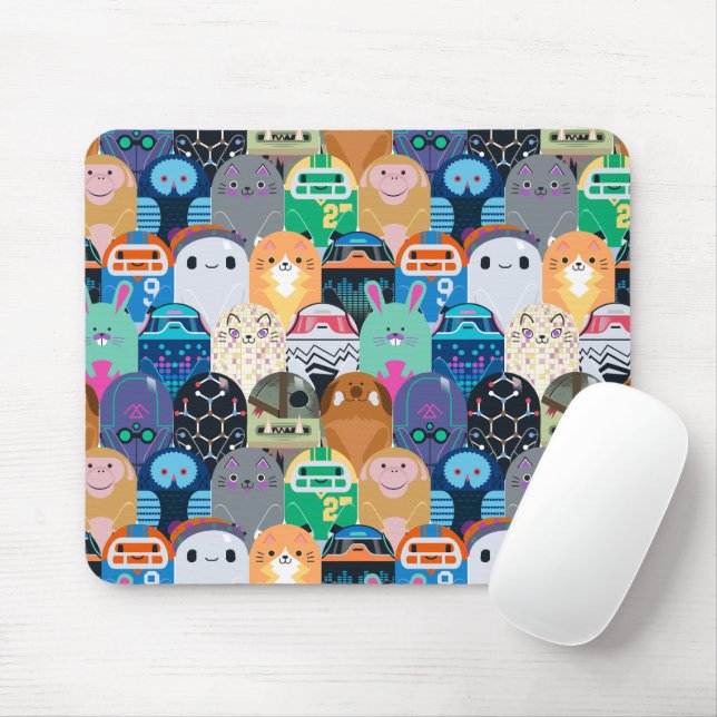 Ron's Gone Wrong Colourful Bot Pattern Mouse Pad (With Mouse)