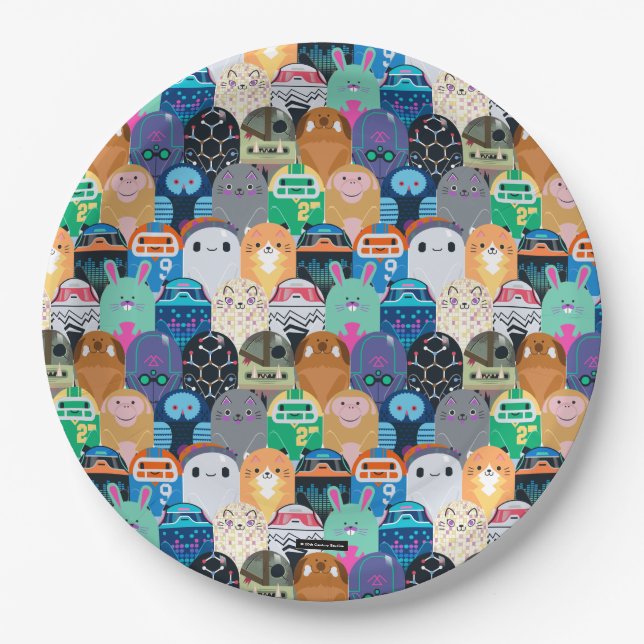 Ron's Gone Wrong Colourful Bot Pattern Paper Plate (Front)