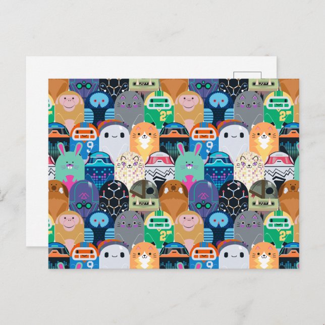 Ron's Gone Wrong Colourful Bot Pattern Postcard (Front/Back)