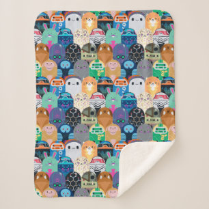 Ron's Gone Wrong Colourful Bot Pattern Sherpa Blanket