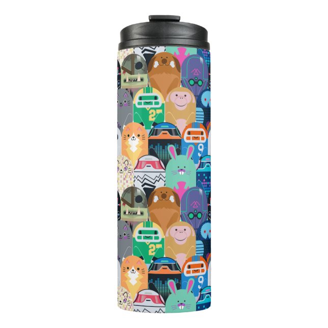 Ron's Gone Wrong Colourful Bot Pattern Thermal Tumbler (Front)