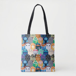 Ron's Gone Wrong Colourful Bot Pattern Tote Bag