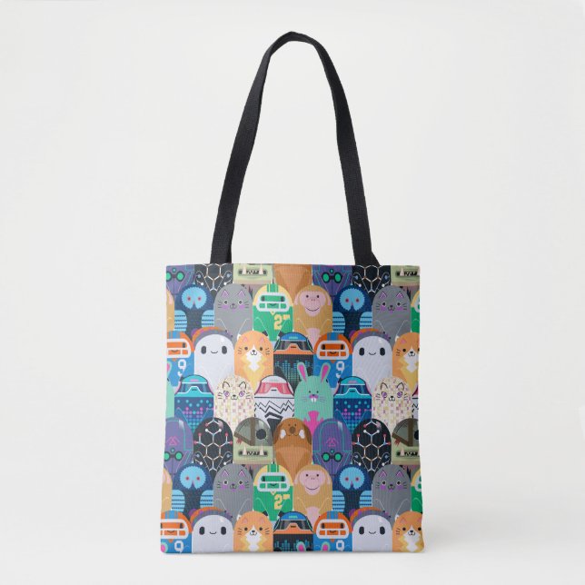Ron's Gone Wrong Colourful Bot Pattern Tote Bag (Front)