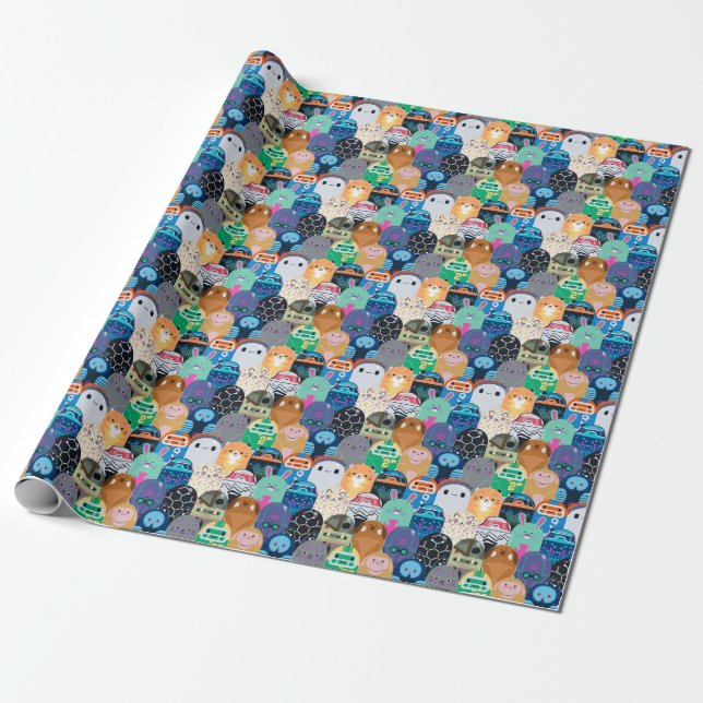 Ron's Gone Wrong Colourful Bot Pattern Wrapping Paper (Unrolled)