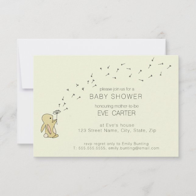 Roo Bunny - Dandelion Wishes Baby Shower Invitation (Front)