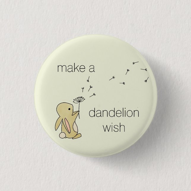 Roo Bunny - Make a Dandelion Wish 1 Inch Round Button (Front)