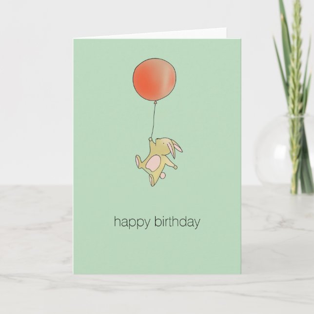 Roo Bunny - Red Big Balloon Card (Front)