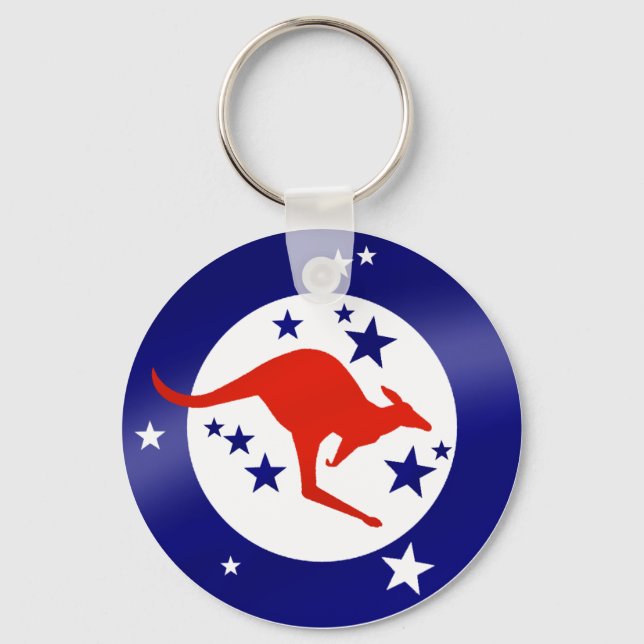 Roo Flag of Australia Round logo artwork graphic Keychain (Front)