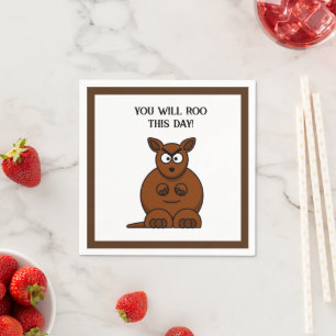 Roo This Day, Funny Angry Kangaroo Cartoon Napkin