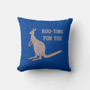 Roo-ting For You Cute Aussie Funny Kangaroo Pun Throw Pillow