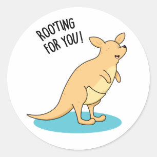 Roo-Ting For You Funny Kangaroo Pun  Classic Round Sticker