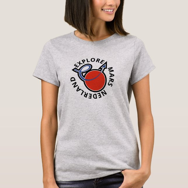 Rood Wit Blauw Explore Mars Nederland Logo T-Shirt (Front)